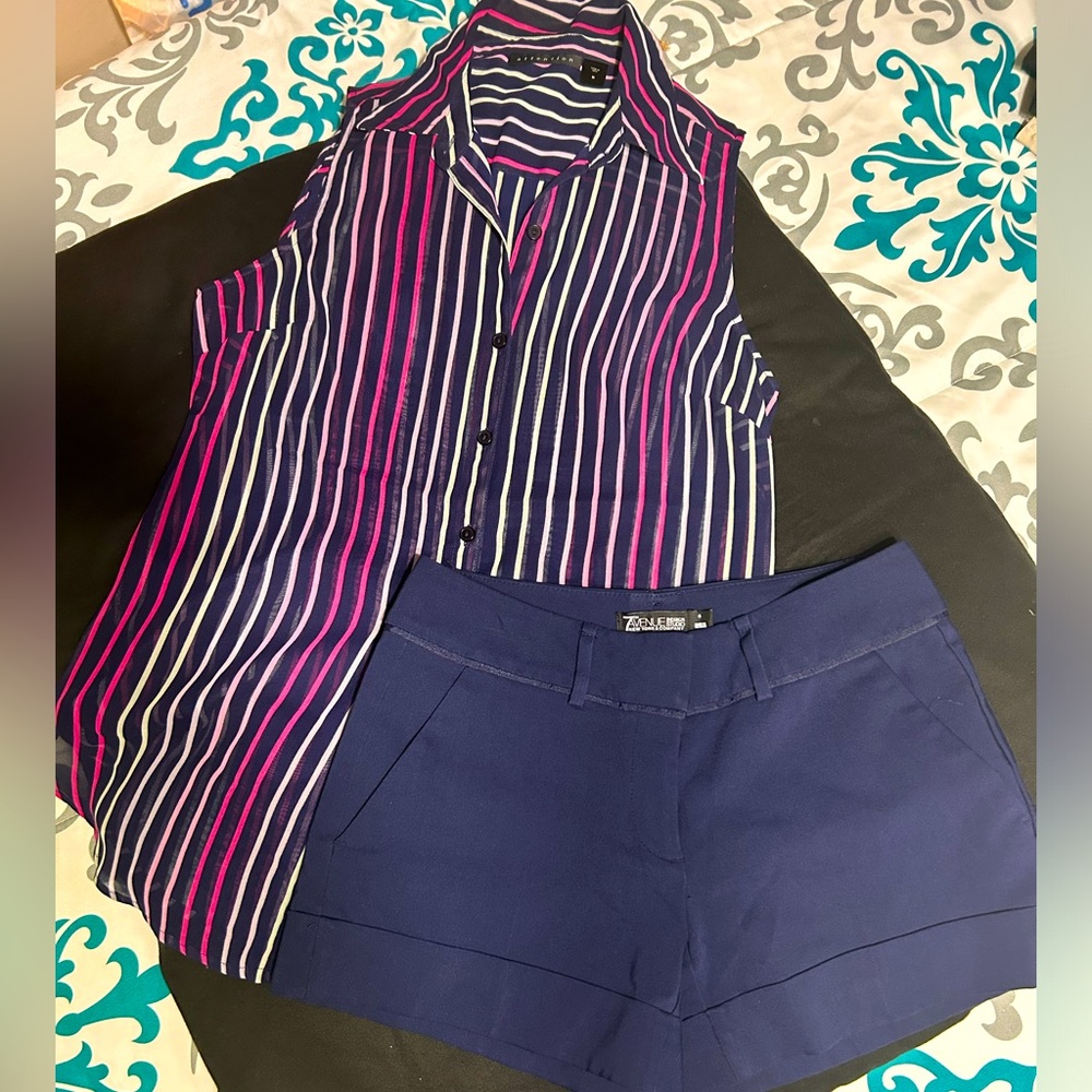 Attention & 7th Ave shirt set from NY&Co in navy and stripes